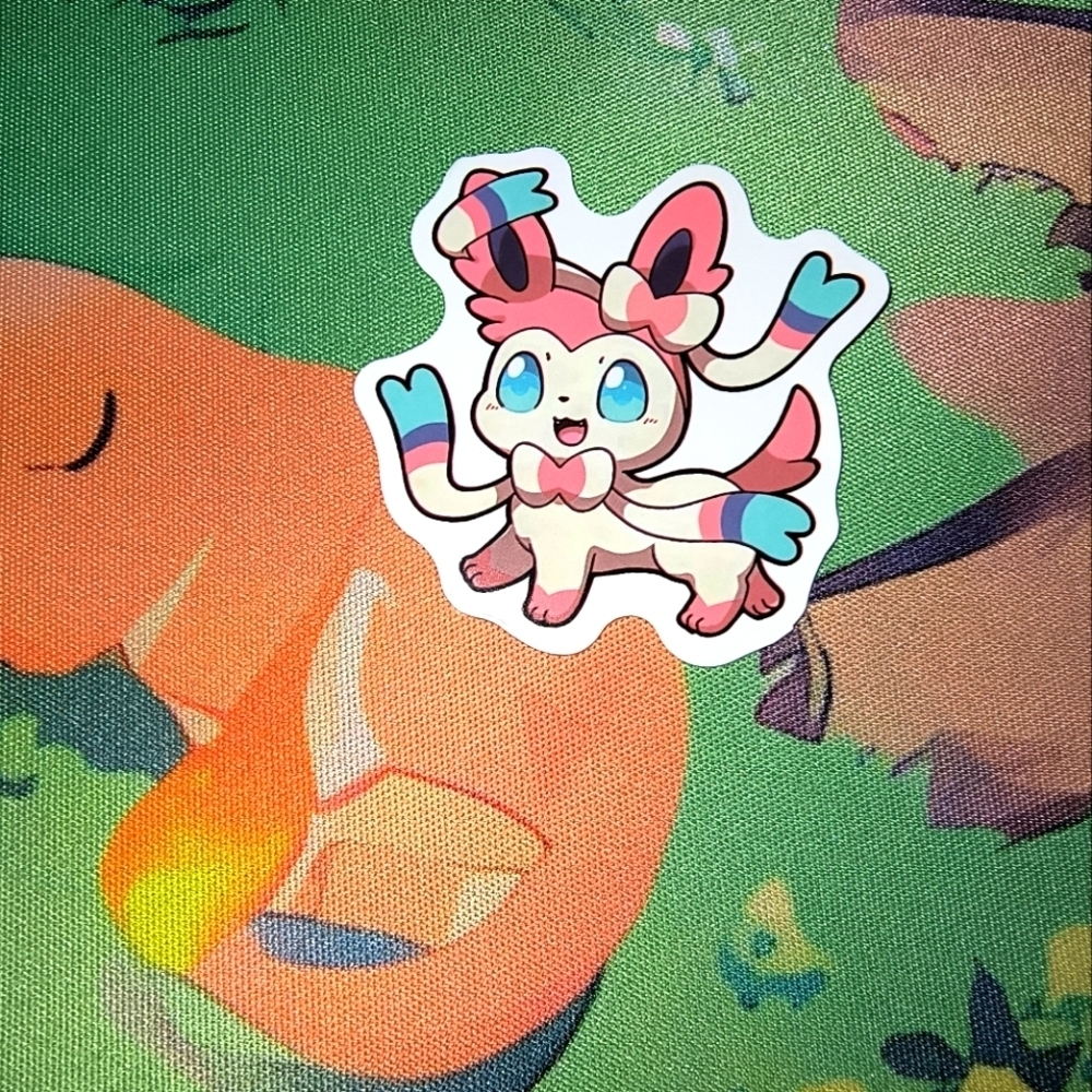 Pokemon Sylveon Sticker with Pink and Blue Accents